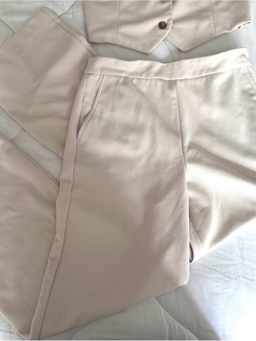 Rachel Zoe Blush Cream Tailored Vest and High-Waist Trousers - Picture 3 of 4